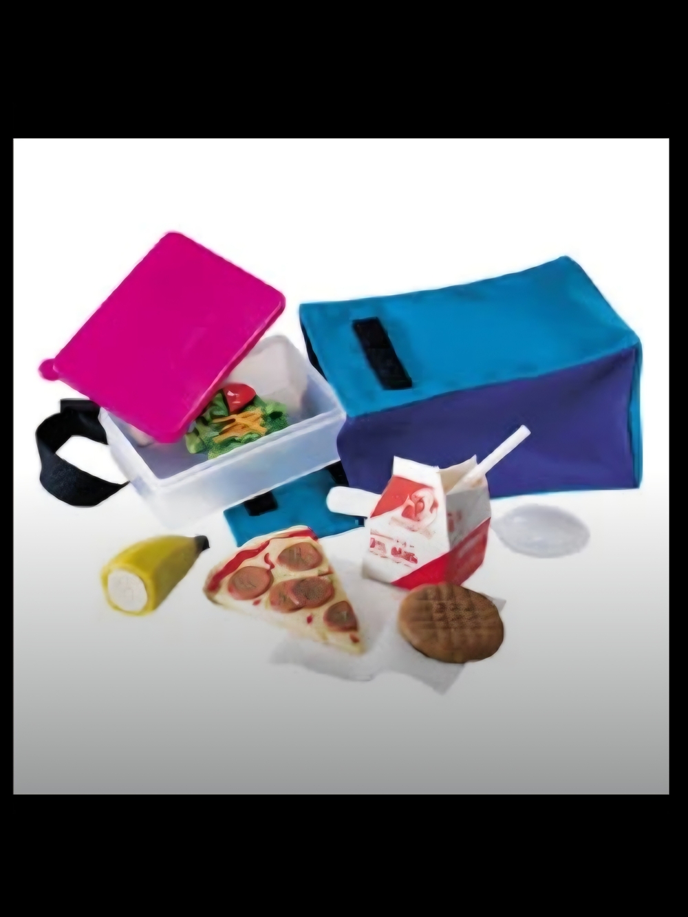 American Girl Blue and Purple Lunch Tote with Hot Pink Snack Box